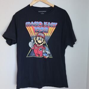 Mario Kart 1992 Black Graphic T-Shirt Size L